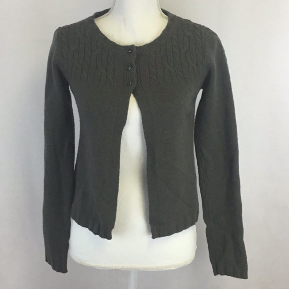 Tulle Lambswool Gray Cardigan Sweater Size S